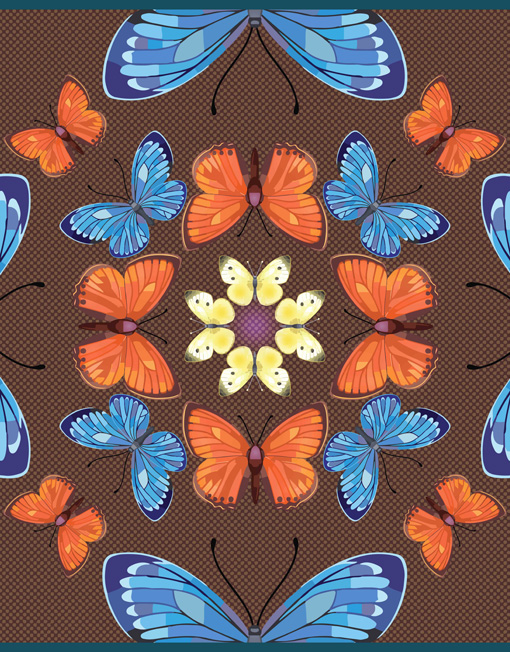 Butterfly Kaleidoscope Autumn scarf flat