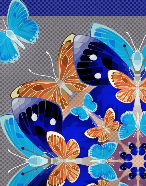 Butterfly Kaleidoscope Cobalt macro