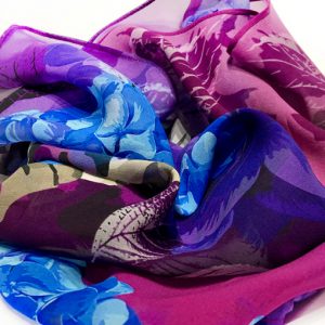 Hydrangea Garden silk scarf in folds